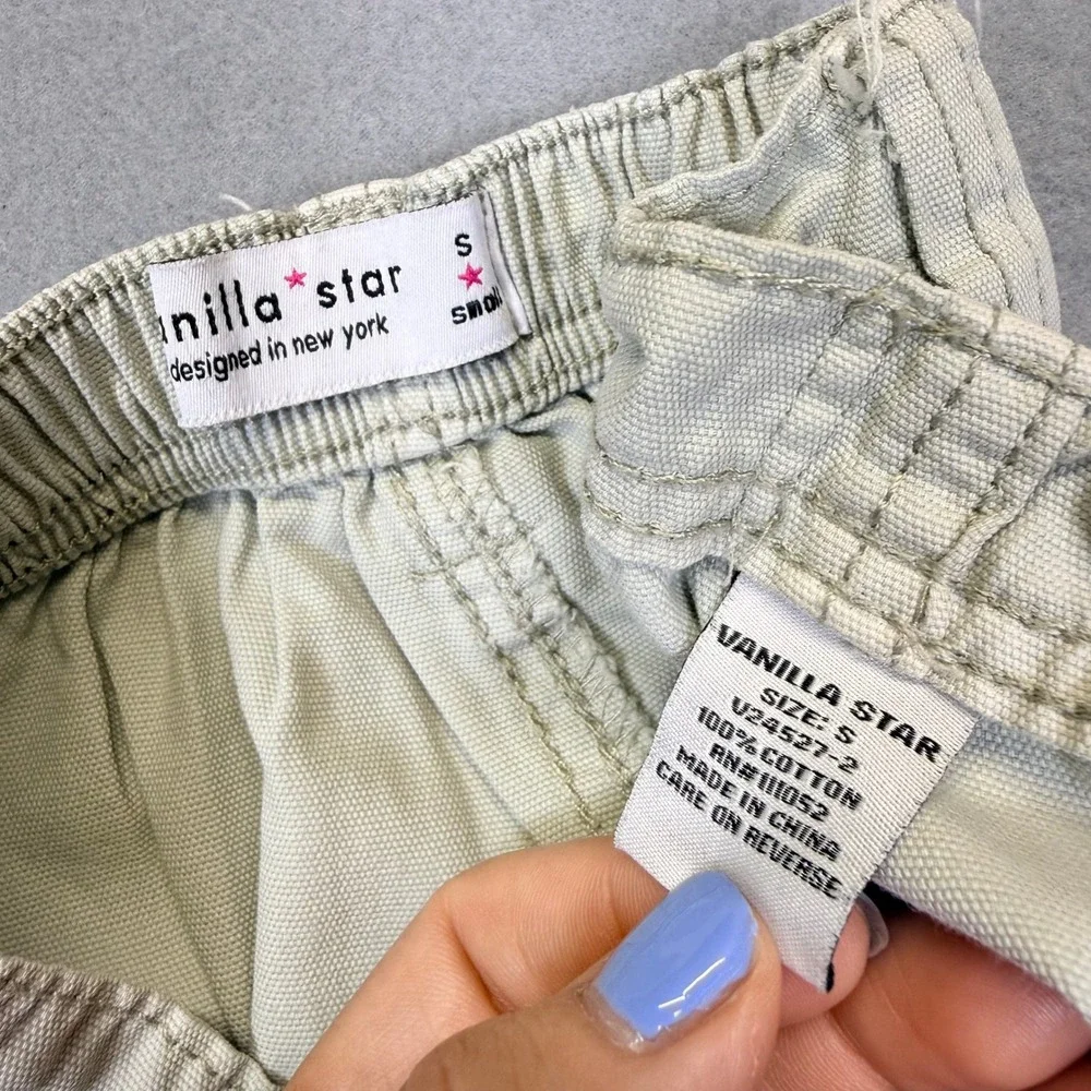 Y2K 90s Girls Light Mint Green Wide Leg Cargo Pants Size S Gorpcore Stretwear